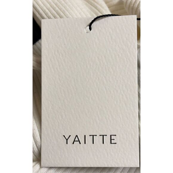 YAITTE Exclusive Ribbed Midi Halter Dress in White & Black NWT Size Small - Picture 6 of 6